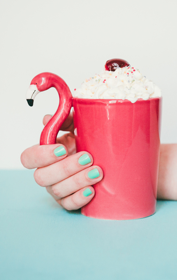 Coffee in flamingo cup talking about a lifestyle business