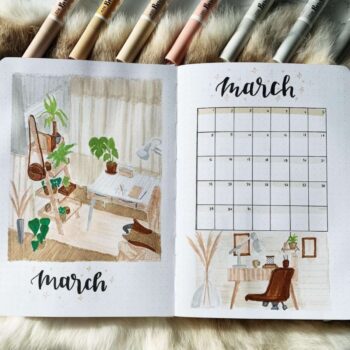 March Bullet Journal ideas for bloggers. Photo of march bullet journal