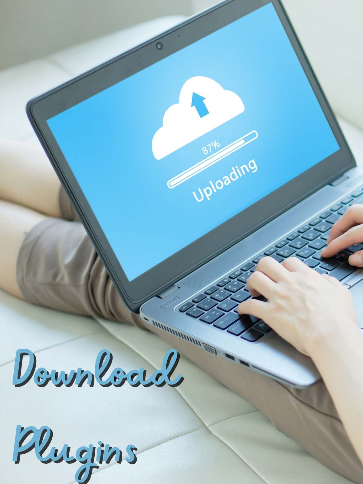 Download Plugins. Photo of computer with download in progress.