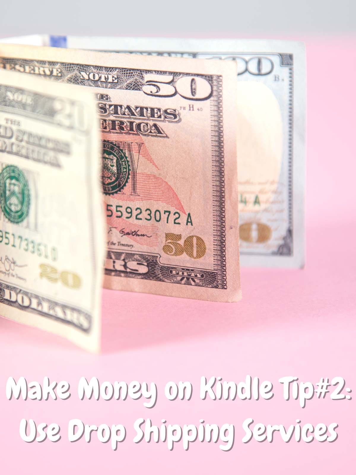 Use prop shipping services. Money on pink desk. 