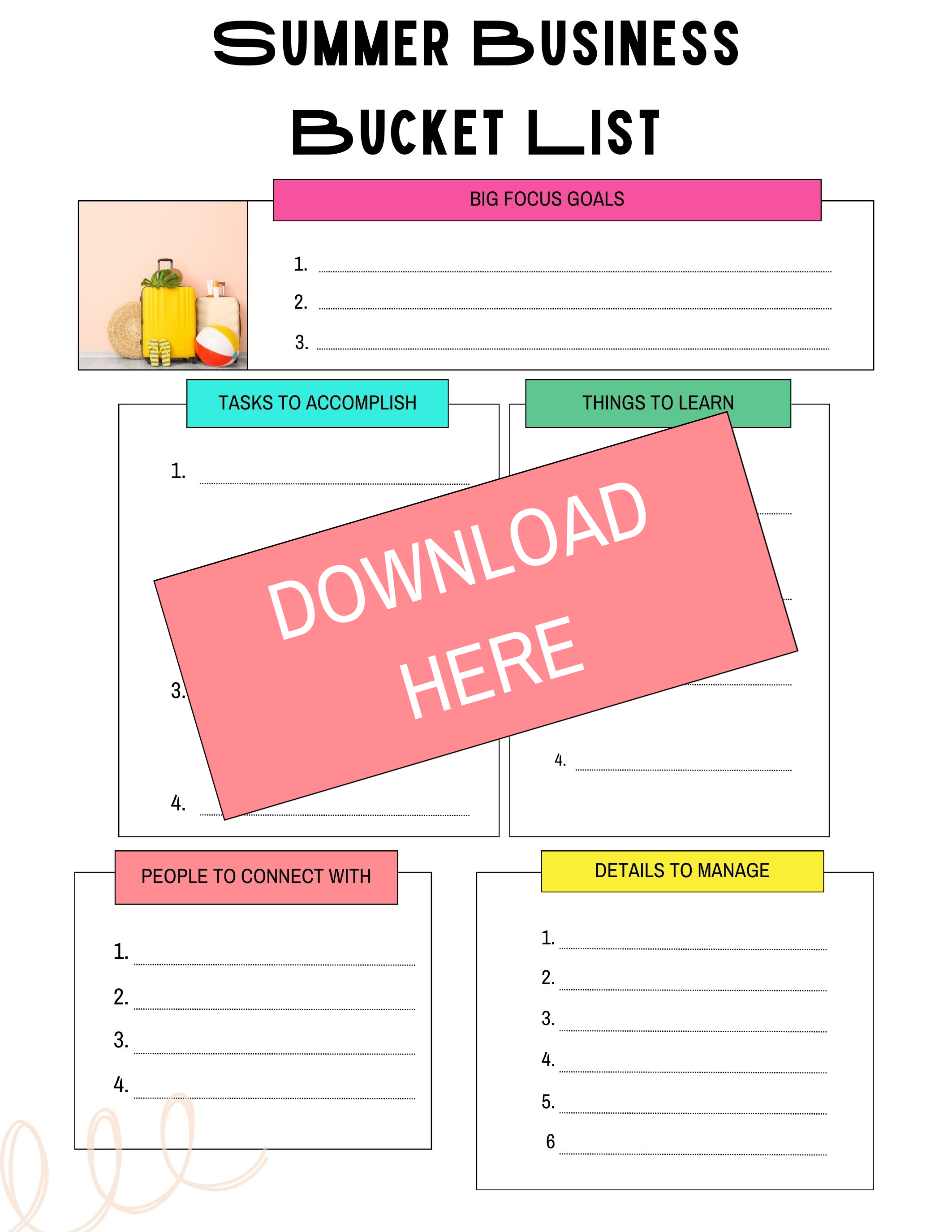 summer business bucket list planner